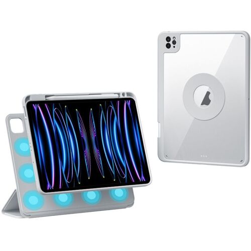 Housse En Cuir Rotative Détachable Pour Ipad Pro 12.9 (2020/2021/2022) Avec Emplacement Pour Stylo - Gris Argenté