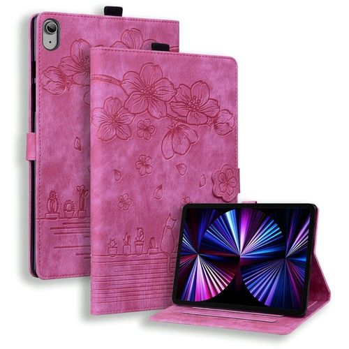 Housse En Cuir Intelligente Cartoon Chat Sakura Pour Ipad 11 11e Gén / 10.9 10e Gén 2022/2025 - Rose Rouge