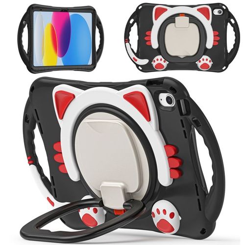 Housse En Cuir Avec Boucle En Métal Pour Ipad 11 (11e Génération) Et 10,9 (10e Génération) 2022/2025 - Noir Rouge