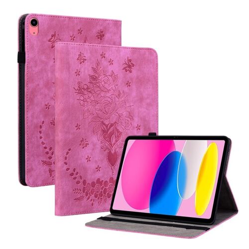 Étui En Cuir Embossé Papillon Rose Pour Ipad 11 11e Génération / 10,9 10e Génération 2022/2025 - Rose Rouge