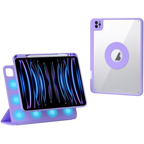 Housse En Cuir Rotative Détachable Pour Ipad Pro 12.9 (2020/2021/2022) Avec Emplacement Pour Stylo - Violet