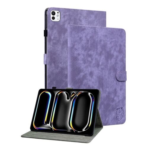 Étui En Cuir À Motif Tigre Embossé Pour Ipad Pro 11 2024 - Violet