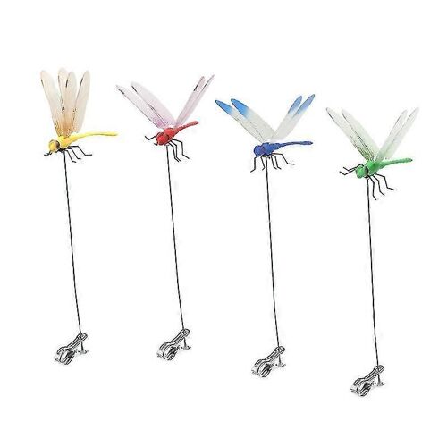 4 Pcs Faux Libellule Clips Réaliste À La Recherche Vibrante Couleur Imperméable À L'eau Mouche Dissuasif En Plein Air 3D Libellule Jardin Décor