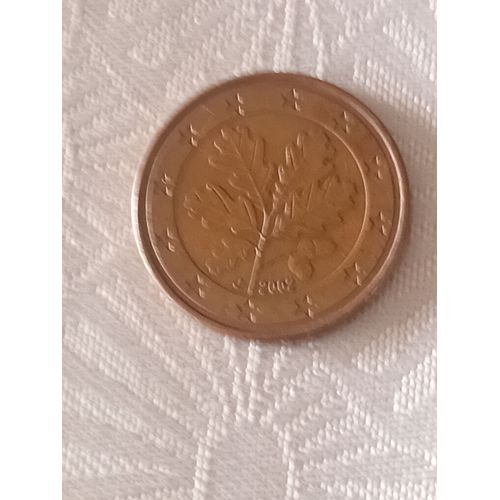 Piece De 5 Cent Euro Année 2002 Feuille De Chêne Frappé D’Un J