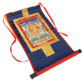 Thangka Tibetain Dieu De La Richesse Bouddha Jambhala Jaune Peinture Decorative Bouddhiste Sur Rouleau 32*21 Cm