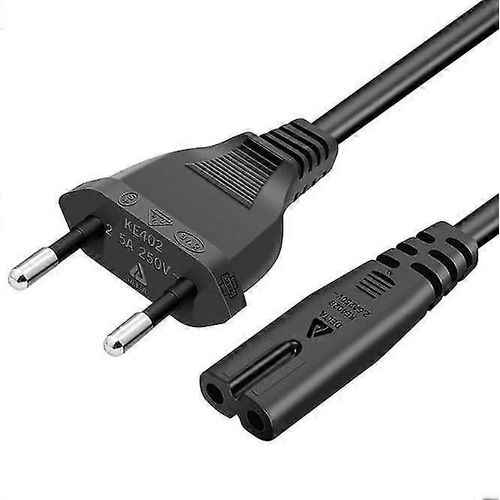 Câble d'alimentation de 1,5 m Eu Plug C7 Bipolaire 2 Câble pour Ps5 / Ps4 / Ps3 / Xbox Series X / S - Noir Meilleur cadeau