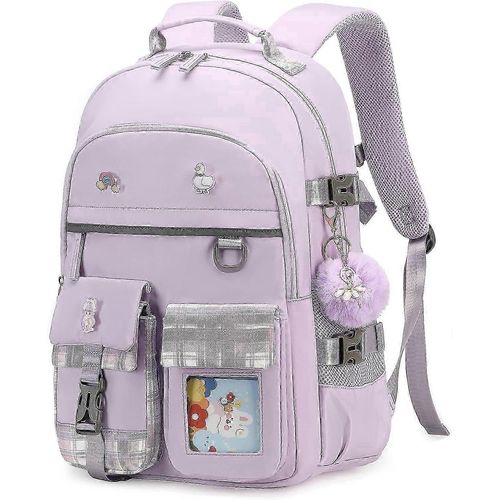 Sac a dos pour filles, sac d'ecole pour ordinateur portable de 15,6 pouces, pour enfants, maternelle, primaire, college, grands sacs a dos pour adolescentes, femmes, etudiantes, decontracte