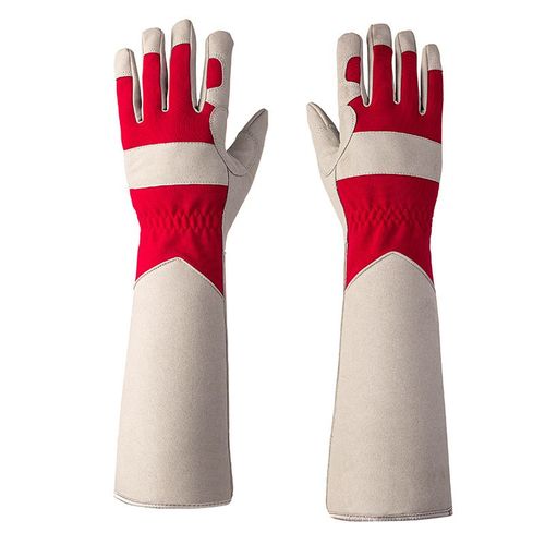 Gants de jardinage en cuir pour rosiers, rouges, 45 cm, pour femmes, gants professionnels allongés, pour tailler les rosiers, pour mamans et grands-mères, cadeaux de jardinage