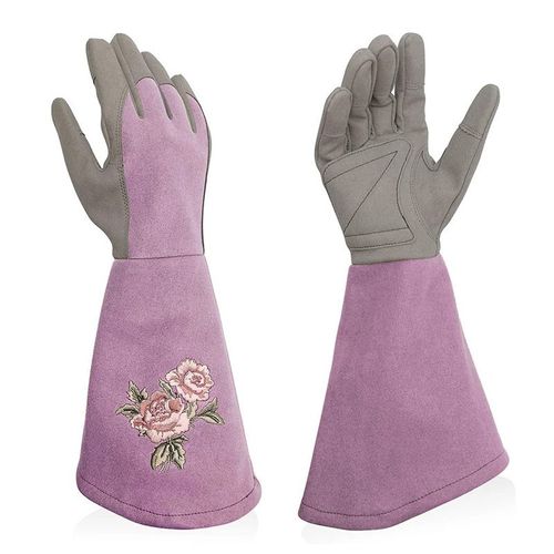 Gants de jardinage violet pour femme, manches longues en cuir, gants de travail, long, antiespinas, du jardinage et de l'agriculture.