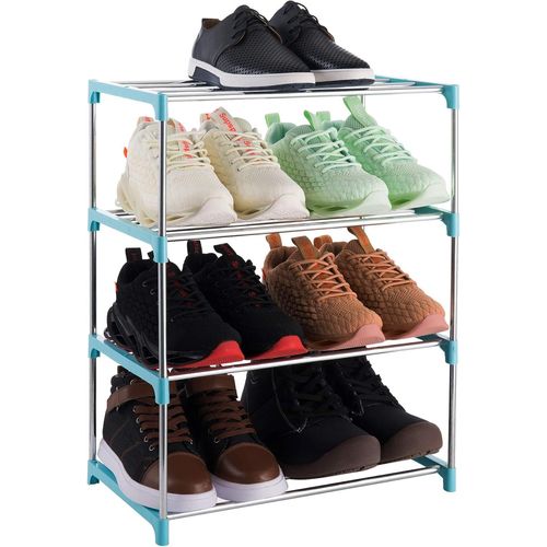 Tianyi-Étagère À Chaussures Empilable À 4 Niveaux, Légère Pour Entrée, Couloir Et Placard (Bleu)