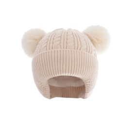 Bonnet Tricoté Pour Enfant En Polaire Chaude Pour Bébé (Beige)