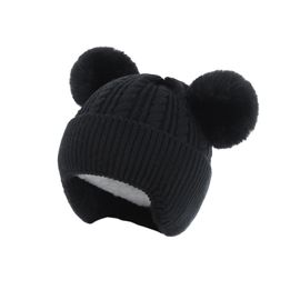 Bonnet Tricoté Pour Enfant, Bonnet Chaud En Polaire Pour Bébé (Noir)