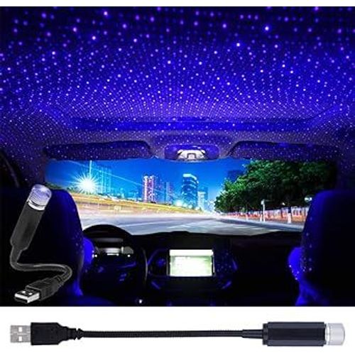 Projecteur d'étoiles USB, éclairage de toit de voiture, éclairage intérieur romantique et portable, veilleuse USB portable pour voiture, plafond, chambre (bleu violet)