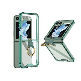 Étui De Protection Avec Béquille Pour Bague De Doigt Pour Samsung Galaxy Z Flip 5 (Clair - Vert)