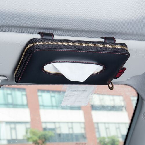 Noir - Boîte de mouchoirs de voiture 1 pc, support de boîte de mouchoirs en cuir, boîte de mouchoirs de voiture, porte-papier hygiénique de voiture