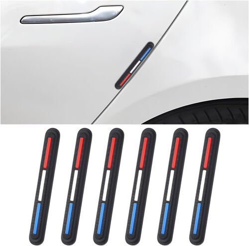(Rouge-Blanc-Bleu) 6 Bandes Anti-Collision Pour Voiture, Protection Anti-Frottement Pour Pare-Chocs, Protection Anti-Frottement Pour Rétroviseur De Portière Automobile, Tous Véhicules