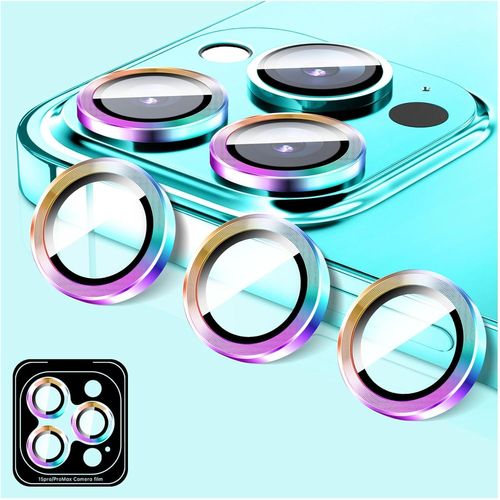Protecteur D'objectif D'appareil Photo Pour Iphone 15 Pro/Iphone 15 Pro Max, Protecteur D'écran En Verre Trempé Hd Pour Appareil Photo, Anneaux Métalliques À Alignement Automatique