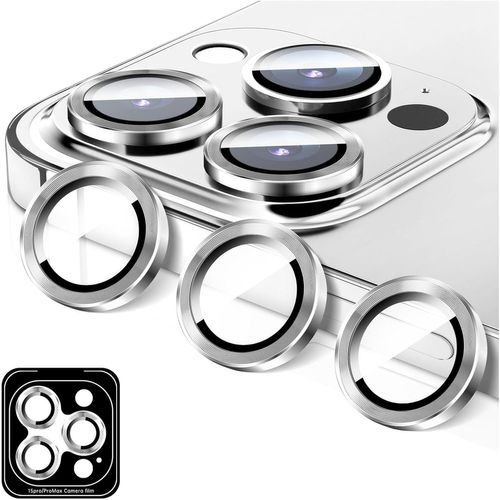 Kal-Protecteur D'objectif D'appareil Photo Pour Iphone 15 Pro/Iphone 15 Pro Max, Protecteur D'écran En Verre Trempé Hd Pour Appareil Photo, Anneaux Métalliques À Alignement Automatique