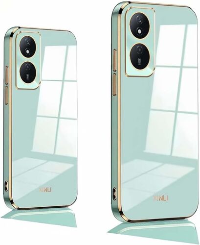 KAL-Coque Pour Honor 90 Smart/Honor X7B, Housse Souple En Silicone, Étui Antichoc Avec Bumper, Cover Case, Surface Brillante & Bord Doré Électroplated, Vert