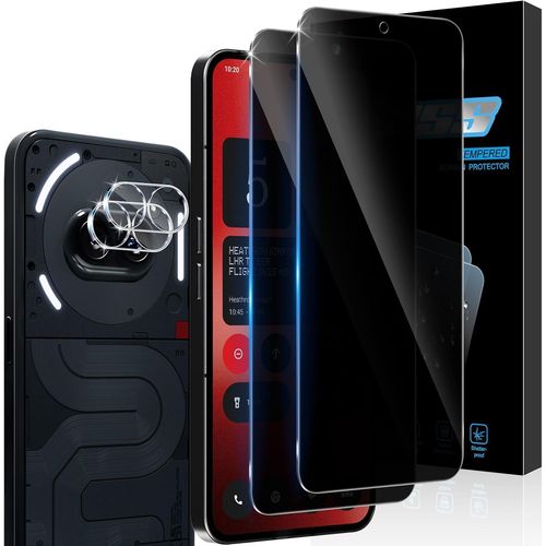 Protection D'écran Vie Privée Pleine Couverture Pour Nothing Phone 2a 5g + Protections Objectifs Caméra ¿ Verre Trempé 9h Anti-Espion Lot 2+2