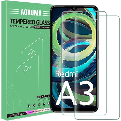 KAL-Verre Trempé Compatible Xiaomi Redmi A3, [Lot De 2] Protection D'Écran Pour Redmi A3 [0.26Mm] [Extrêmement Résistant Aux Rayures] [Haute Définition][Facile À Installer]