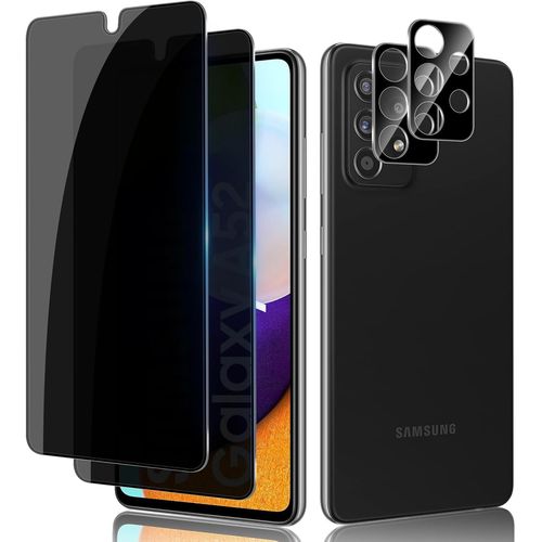 Kal-Pour Samsung Galaxy A52 4g / A52 5g / A52s 5g Anti-Espion Verre Trempé, 2+2 Pièces Anti-Spy Protection Écran + Caméra Lentille Protecteur Film, 9h Anti-Rayures Privacy Protecteurs D'écran