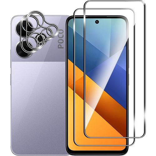 KAL-Verre Trempé Pour Xiaomi Redmi 13 4G/Poco M6 4G, 2 Pièces Film Protection Écran Et 2 Pièces Caméra Arrière Protecteur, 9H Dureté, Hd, Anti-Rayures, Sans Bulles, Facile À Installer