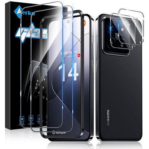 Kal-Verre Trempé Pour Xiaomi 14 Avec Caméra Arrière Protecteur [2+2 Pièces], Dureté 9h [Sans Bulles] [Ultra Hd] Ultra Résistant Film Vitre Trempé Protection Écran [Transparente]