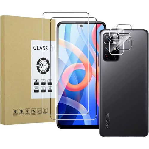 Kal-Protecteur D'écran Compatible Avec Xiaomi Redmi Note 11 5g [2 Pièces] + Caméra Arrière Protecteur [2 Pièces] Verre Trempé 9h [Résistant Aux Rayures,Sans Bulles] [Transparente]