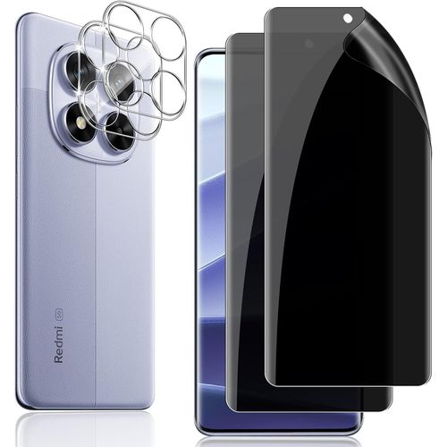 Film Confidentialité Tpu Flexible Pour Xiaomi Redmi Note 14 Pro / Poco X7 5g - Protection Écran Anti-Espion + Protège-Objectifs Arrière (Pack 2+2)
