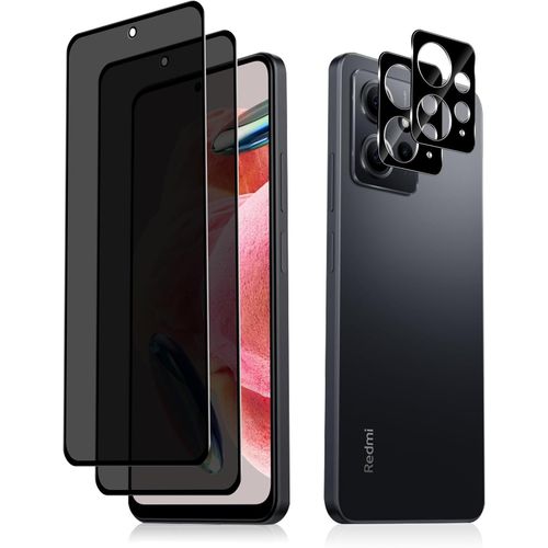 Anti-Espion Verre Trempé + Caméra Arrière Protecteur Compatible Avec Xiaomi Redmi Note 12 4g, [2+2 Pièces] 9h Dureté Privacy Verre Trempé Pour Xiaomi Redmi Note 12 4g