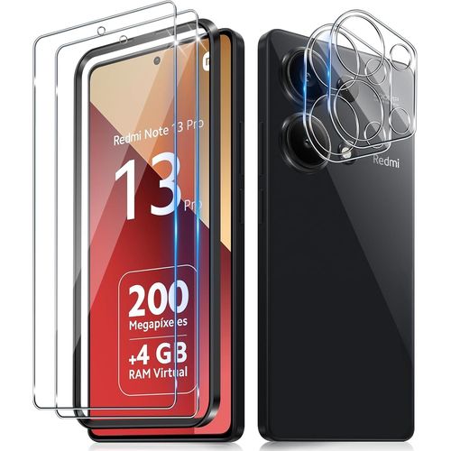 Kal-Verre Trempé Pour Xiaomi Redmi Note 13 Pro 4g / Poco M6 Pro 4g Avec Caméra Arrière Protecteur +2 Pcs], Dureté 9h [Sans Bulles] [Ultra Hd] Ultra Résistant Film Vitre Trempé Protection Écran