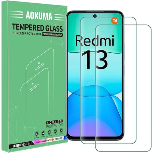 KAL-Verre Trempé Compatible Xiaomi Redmi 13 4G/Poco M6 4G, [Lot De 2] Protection D'Écran Pour Poco M6/Redmi 13 [0.26Mm] [Extrêmement Résistant Aux Rayures] [Haute Définition][Facile À Installer]