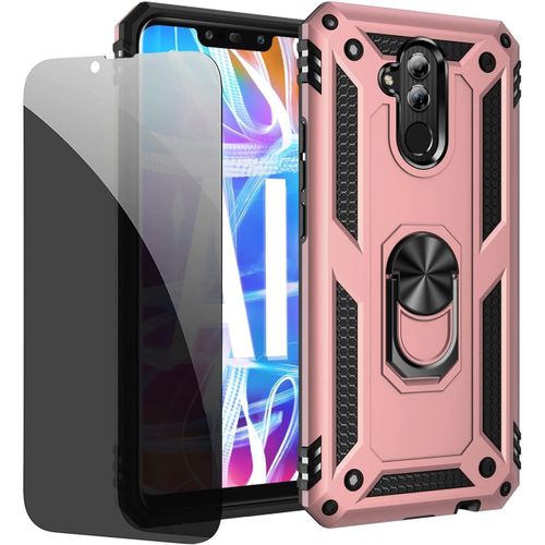 KAL-Coque Kompatibel Huawei Mate 20 Lite Or Rose Étui De Protection Avec Protecteur D'Écran En Verre De Confidentialité Anti-Espion