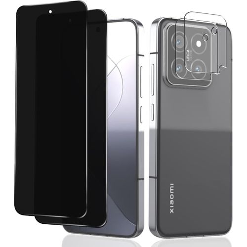 Eryi-Anti-Espion Verre Trempé Pour Xiaomi 14, [2+2 Pièces] Privacy Film Protection D'écran Et Caméra Arrière Protecteur, Dureté 9h Anti Rayure Sans Bulles, Facile À Installer