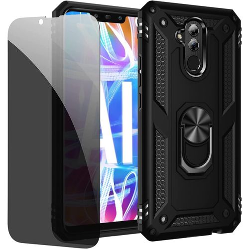 KAL-Coque Kompatibel Huawei Mate 20 Lite Noir Étui De Protection Avec Protecteur D'Écran En Verre De Confidentialité Anti-Espion