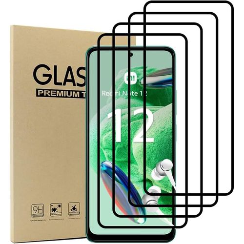 Protecteur D'écran Verre Trempé 9h Pour Xiaomi Redmi Note 12 (4g/5g) - Ultra-Fin, Anti¿Rayures, Anti¿Traces D'huile, Couverture Bords Noirs, Sans Bulles - Pack De 4