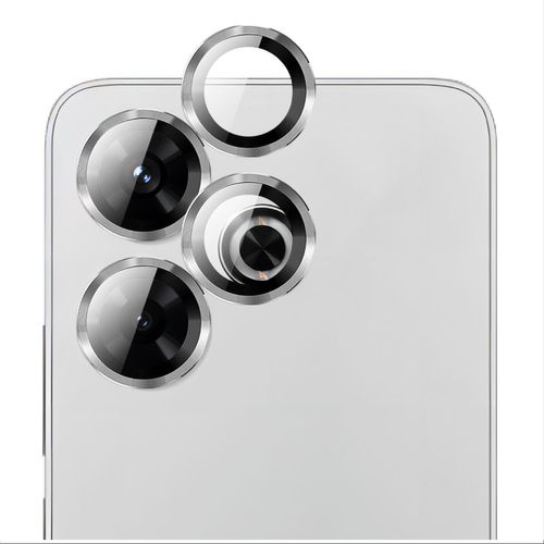 KAL-Protection Complète Caméra Arrière Protecteur Compatible Avec Xiaomi Redmi 13/Poco M6, [Double Protection] Metal + Verre Trempé, Verre Trempé Camera -Silver