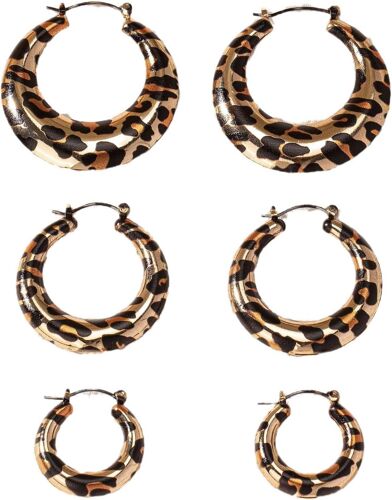 Kal-Paires Boucles D'oreilles Creoles Pour Femme Boucles D'oreilles Ensembles Léopard Géométrique Hypoallergénique Boucles D'oreilles Cadeau Bijoux Femme