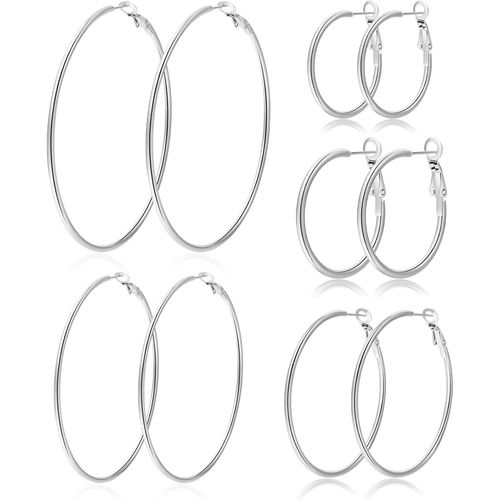 Meimie-5 Paires Petite Creoles Or Femme Hypoallergénique Homme Boucles D'oreilles Femme Or Poids Léger Creoles Or Femme Fille 6/8/10/12/14mm