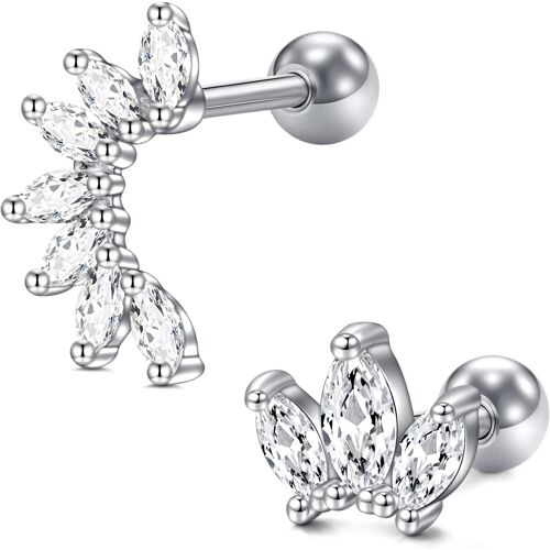 Kal-Piercing Oreilles A Visser Tragus Acier Chirurgical 1.2mm Strass Helix Cartilage 6mm 8mm Piercing Lèvres Labret Diamant Zircon