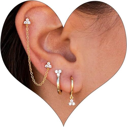 Tianyi-Boucles D'oreilles Femme Or Creoles Boucles D'oreilles Plaquée Or 14k Petite Boucles D'oreilles Hypoallergénique Zirconium Piercings Cartilage