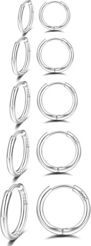 Chenquansarl-5 Paires Petite Creoles Or Femme Hypoallergénique Homme Boucles D'oreilles Femme Or Poids Léger Creoles Or Femme Fille 6/8/10/12/14mm
