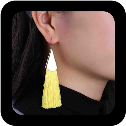 Kal-Boucles D'oreilles Pendantes En Forme De Houppes Faites À La Main Boucles D'oreilles Longues En Fil De Bohème Boucles D'oreilles Pendantes À Franges Pour Les Vacances Bijoux Pour Femmes