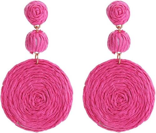 Kal-Boucles D'oreilles En Paille Faites À La Main Pour Femmes Boho Raphia Ball Straw Wicker Braid Hoop Drop Dangle Boucles D'oreilles Pour Filles