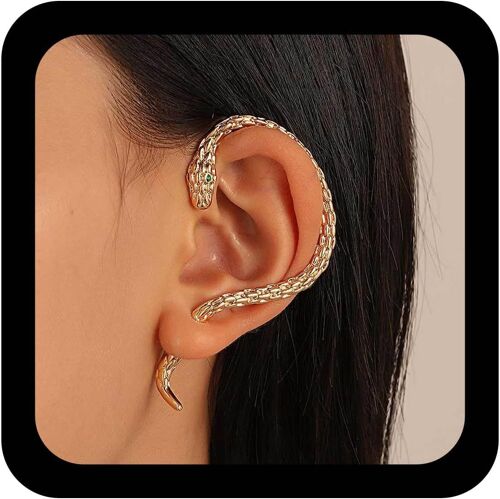 Kal-Boucles D'oreilles Gothiques De Serpent Or Animaux Rampants Grimpants Clous De Serpent Punk Veste D'oreille Piercing De Serpent Déclaration Boucles D'oreilles Gauche Bijoux Pour Femmes