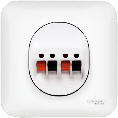 Ovalis - Prise haut-parleur, 2 sorties, connexion automatique - Blanc - Schneider