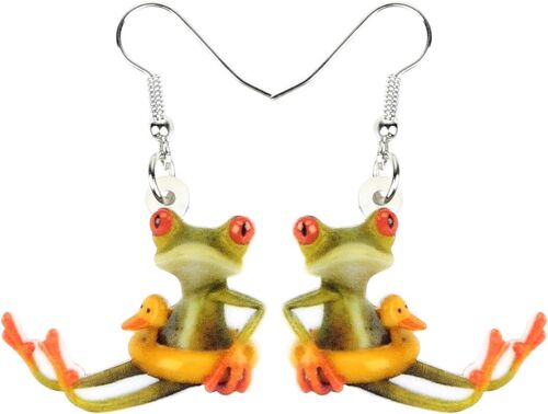 Kal-Acrylique Dessin Animé Grenouille Skateboard Boucles D'oreilles Pendentif Grand Long Bijoux Animaux De Mode Pour Femmes Filles Ados Charms