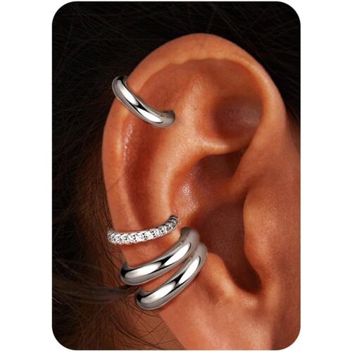 Kal-Ear Cuff Boucle D'oreille Sans Trou Pour Femme -Paires Faux Piercing Helix Réglables Plaqué Or Pour Cartilage Sans Perçage, Ohrclips Hypoallergéniques Pour Oreilles Non Percées