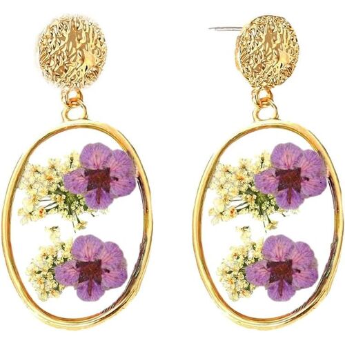 Kal-Boucles D'oreilles Motif Pétales Fleurs Créoles Boucles D'oreilles Fantaisie Boucles D'oreilles Pendantes Bijoux Pour Femmes
